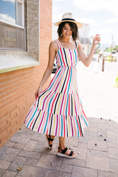 Carnival Striped Midi Dress