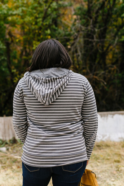 Charcoal Stripe Kangaroo Pocket Hoodie