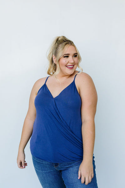 Charlize Surplice Tank In Blue