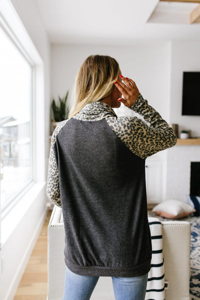 Cheetah Cowl Neck Pullover