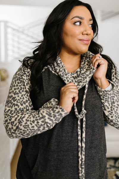 Cheetah Cowl Neck Pullover