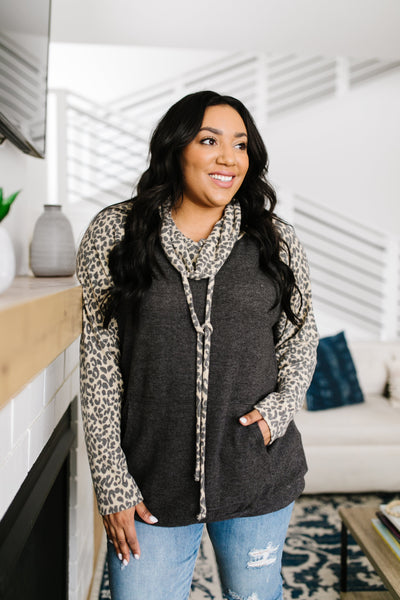 Cheetah Cowl Neck Pullover