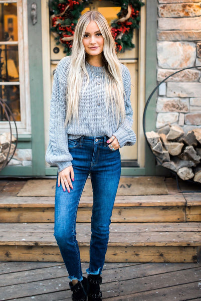 Chunky + Cropped Gray Sweater