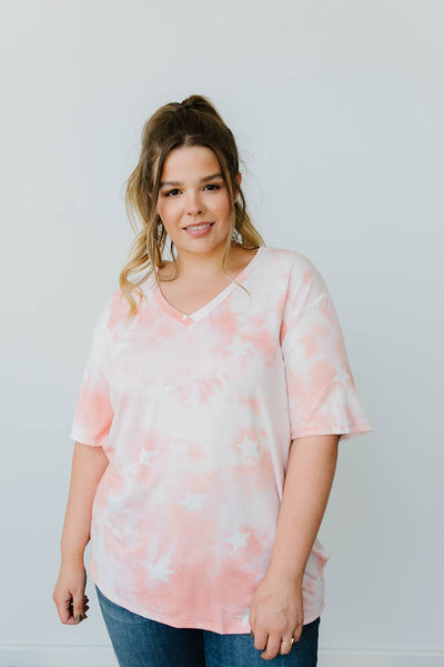 Cloudy With A Chance Of Stars V-Neck In Blush