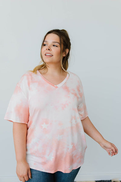 Cloudy With A Chance Of Stars V-Neck In Blush