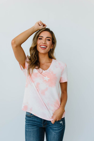 Cloudy With A Chance Of Stars V-Neck In Blush