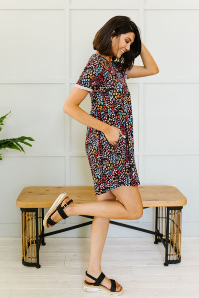Clusters of Flowers Dress In Black