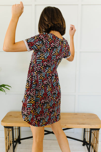 Clusters of Flowers Dress In Black