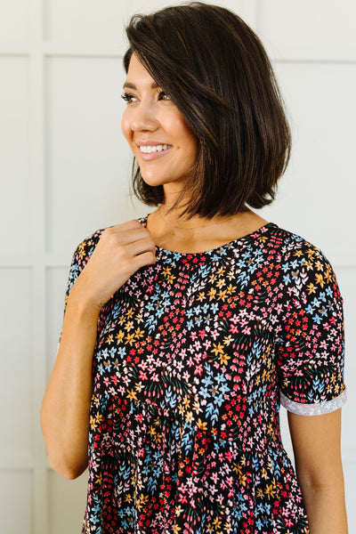 Clusters of Flowers Dress In Black