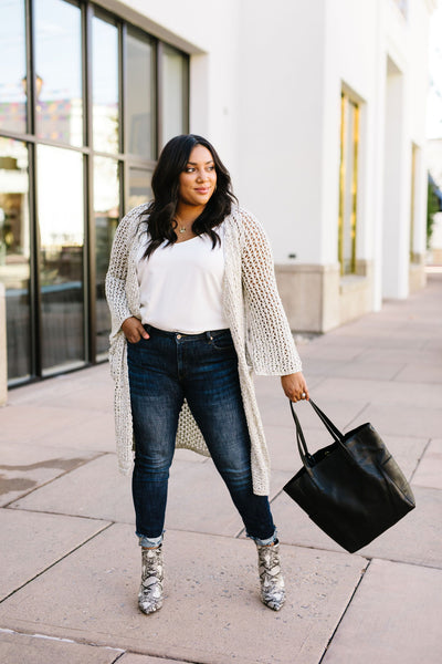 Coffee Shop Two-Tone Cardigan In Light Olive