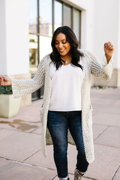 Coffee Shop Two-Tone Cardigan In Light Olive