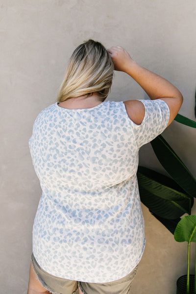 Cold Shoulders & Pale Blue Spots Top