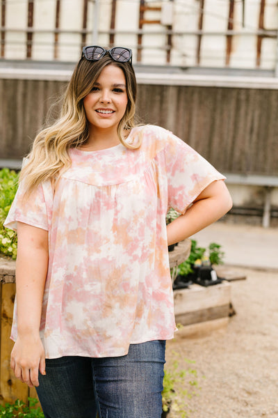 Coral & Blush Watercolor Blouse