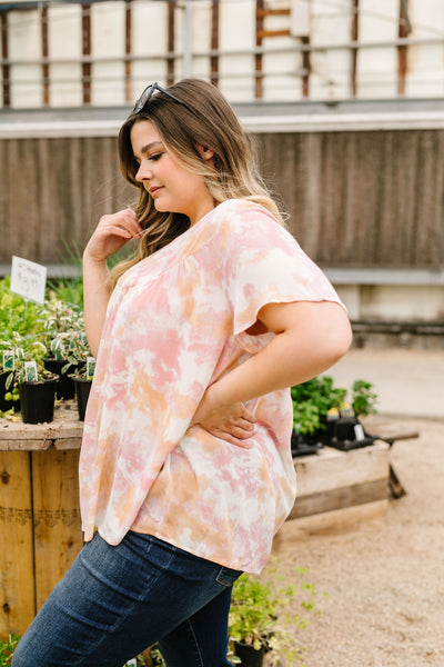 Coral & Blush Watercolor Blouse