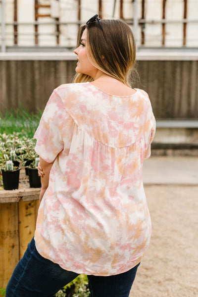 Coral & Blush Watercolor Blouse