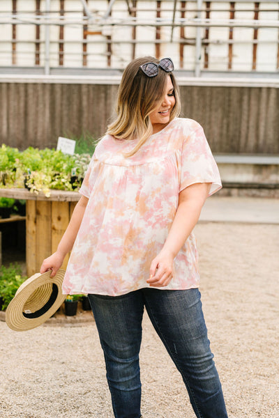 Coral & Blush Watercolor Blouse