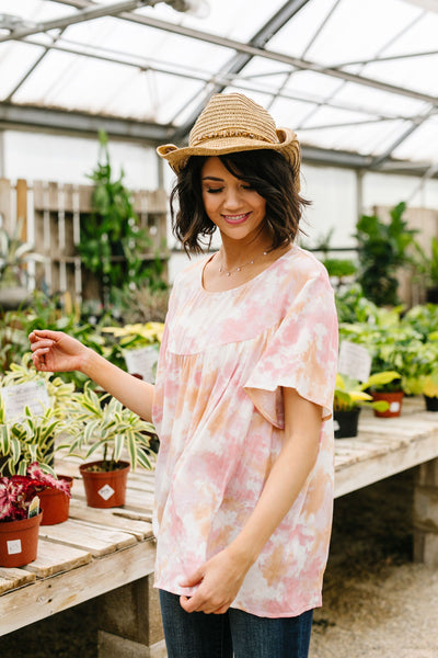 Coral & Blush Watercolor Blouse