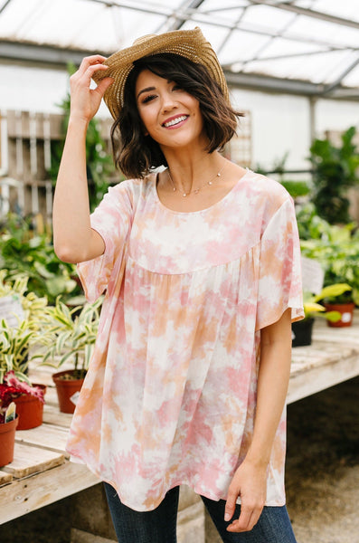 Coral & Blush Watercolor Blouse