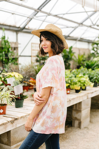Coral & Blush Watercolor Blouse