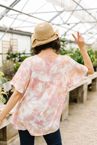 Coral & Blush Watercolor Blouse