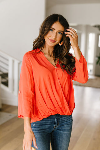 Coral Surplice Blouse