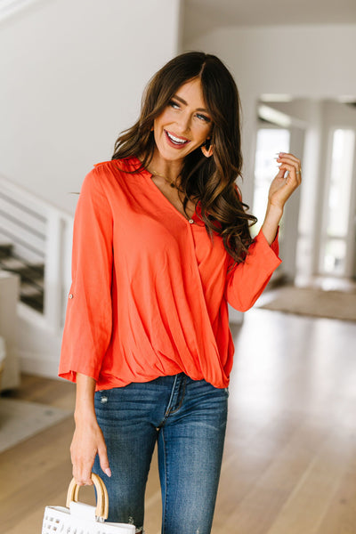 Coral Surplice Blouse