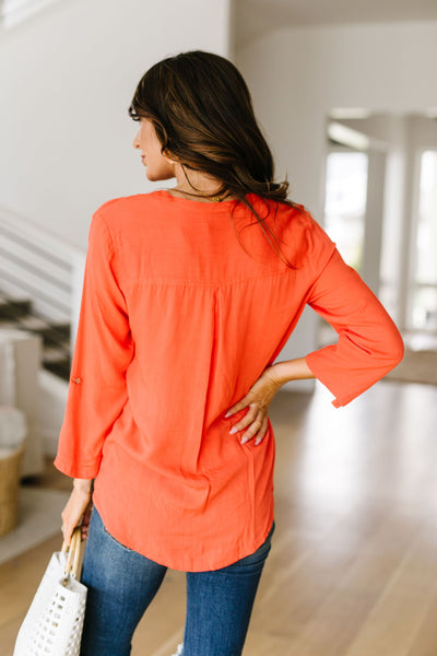 Coral Surplice Blouse