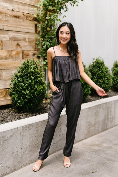 Crosshatch Jumpsuit in Black