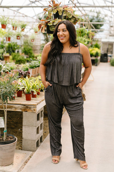 Crosshatch Jumpsuit in Black