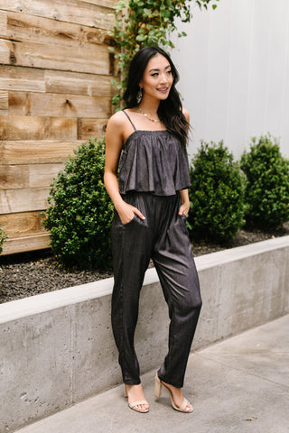 Crosshatch Jumpsuit in Black