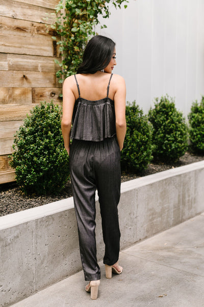 Crosshatch Jumpsuit in Black