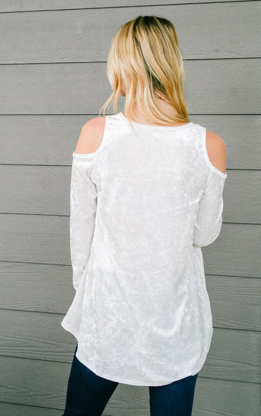 Crushing It Cold Shoulder Blouse In Pearl