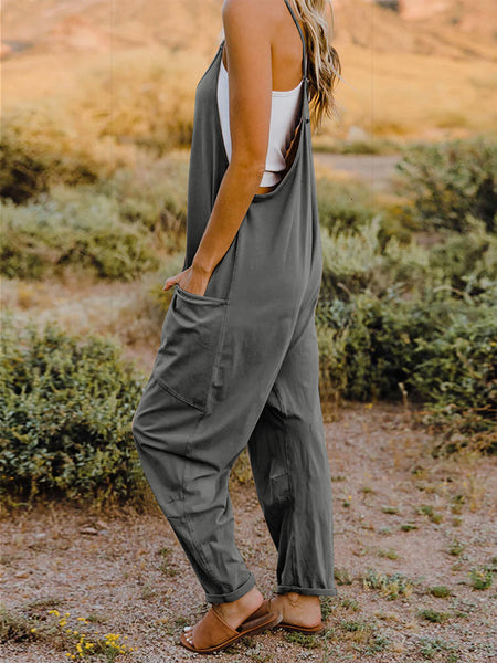 Double Take Full Size Sleeveless V-Neck Pocketed Jumpsuit - 3 color options!