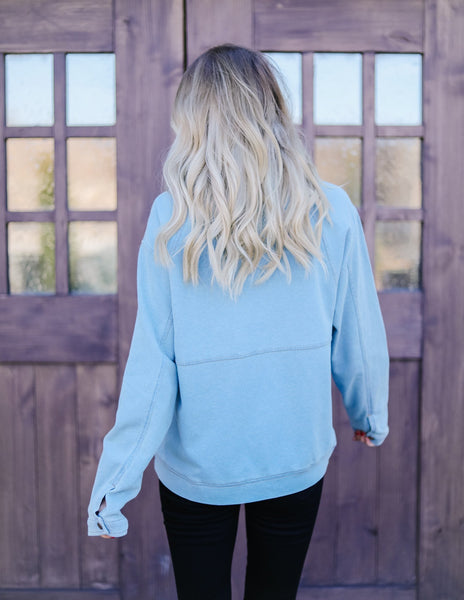 Denim Half Zip Pullover