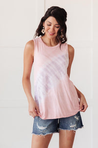 Diagonal Tie Dye Tank In Pink