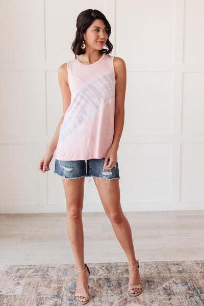 Diagonal Tie Dye Tank In Pink