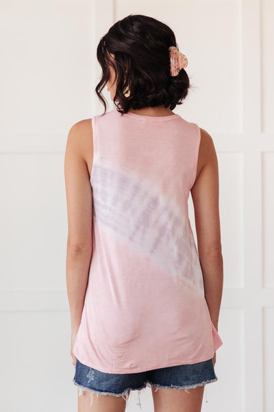 Diagonal Tie Dye Tank In Pink