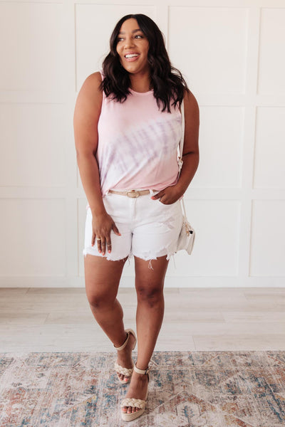 Diagonal Tie Dye Tank In Pink