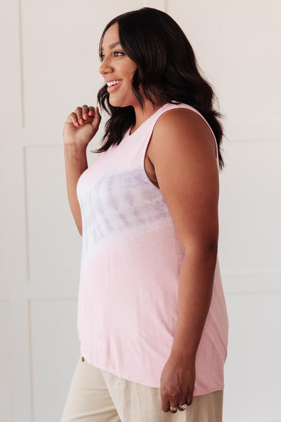 Diagonal Tie Dye Tank In Pink