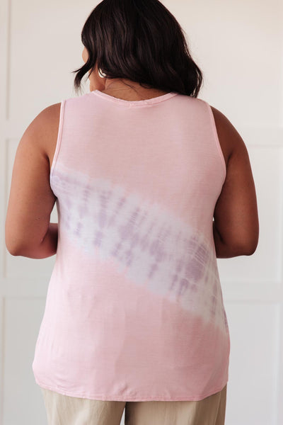 Diagonal Tie Dye Tank In Pink