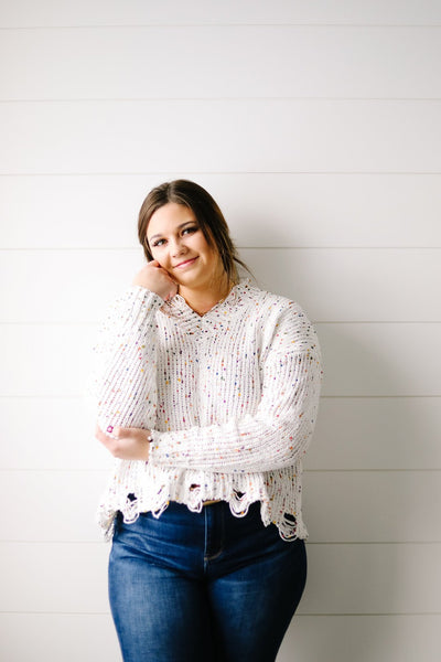 Don't Be A-Frayed Confetti Sweater