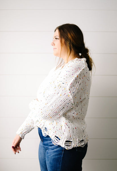 Don't Be A-Frayed Confetti Sweater