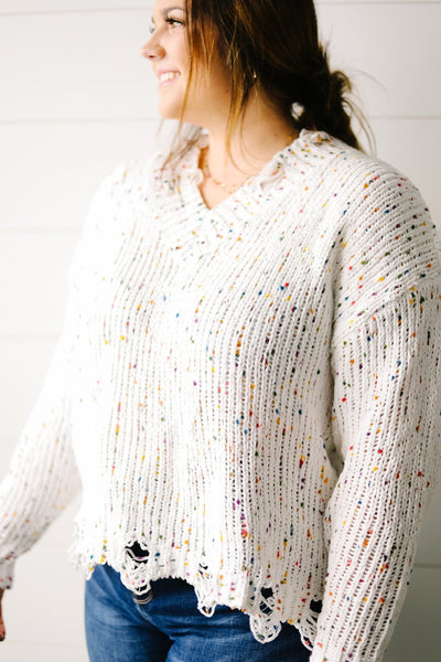 Don't Be A-Frayed Confetti Sweater