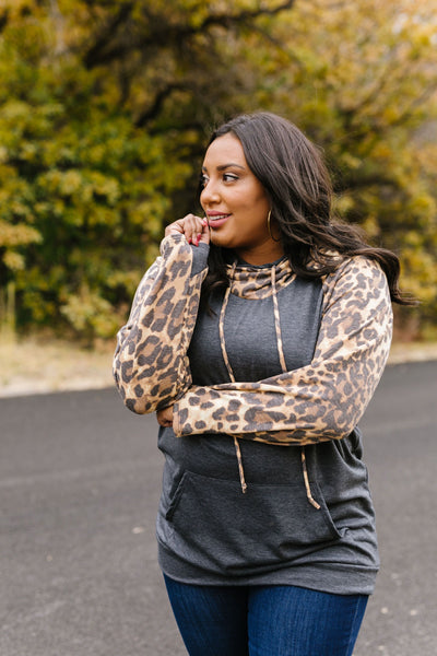 Double Hood Animal Print Raglan Hoodie