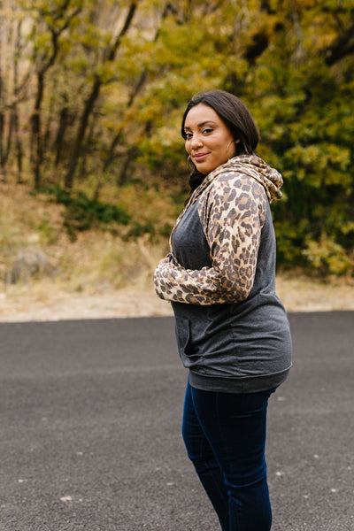 Double Hood Animal Print Raglan Hoodie