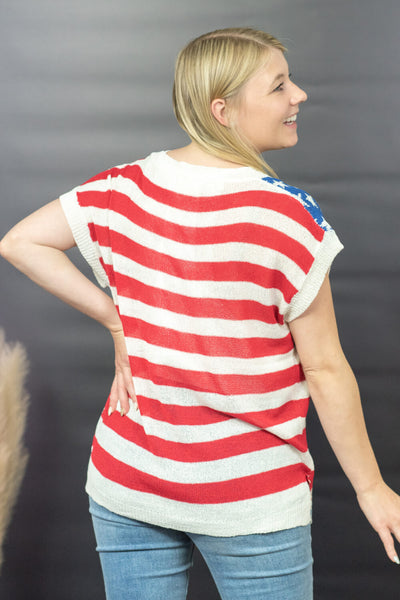 USA Love Flag Print Sweater