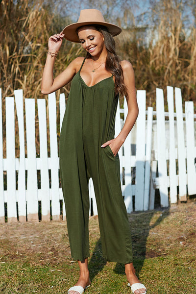 Full Size Spaghetti Strap Wide Leg Jumpsuit