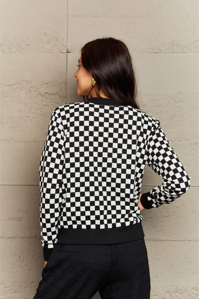 Ninexis Plaid Round Neck Long Sleeve Jacket - 4 color options!