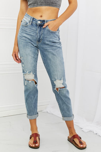 Judy Blue Malia Mid Rise Boyfriend Jeans