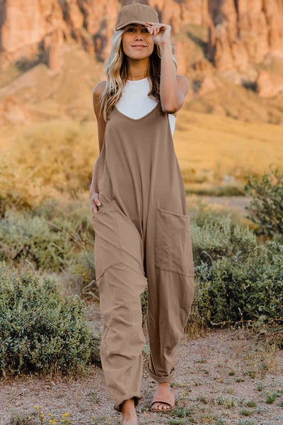 V-Neck Sleeveless Jumpsuit with Pocket - 5 color options